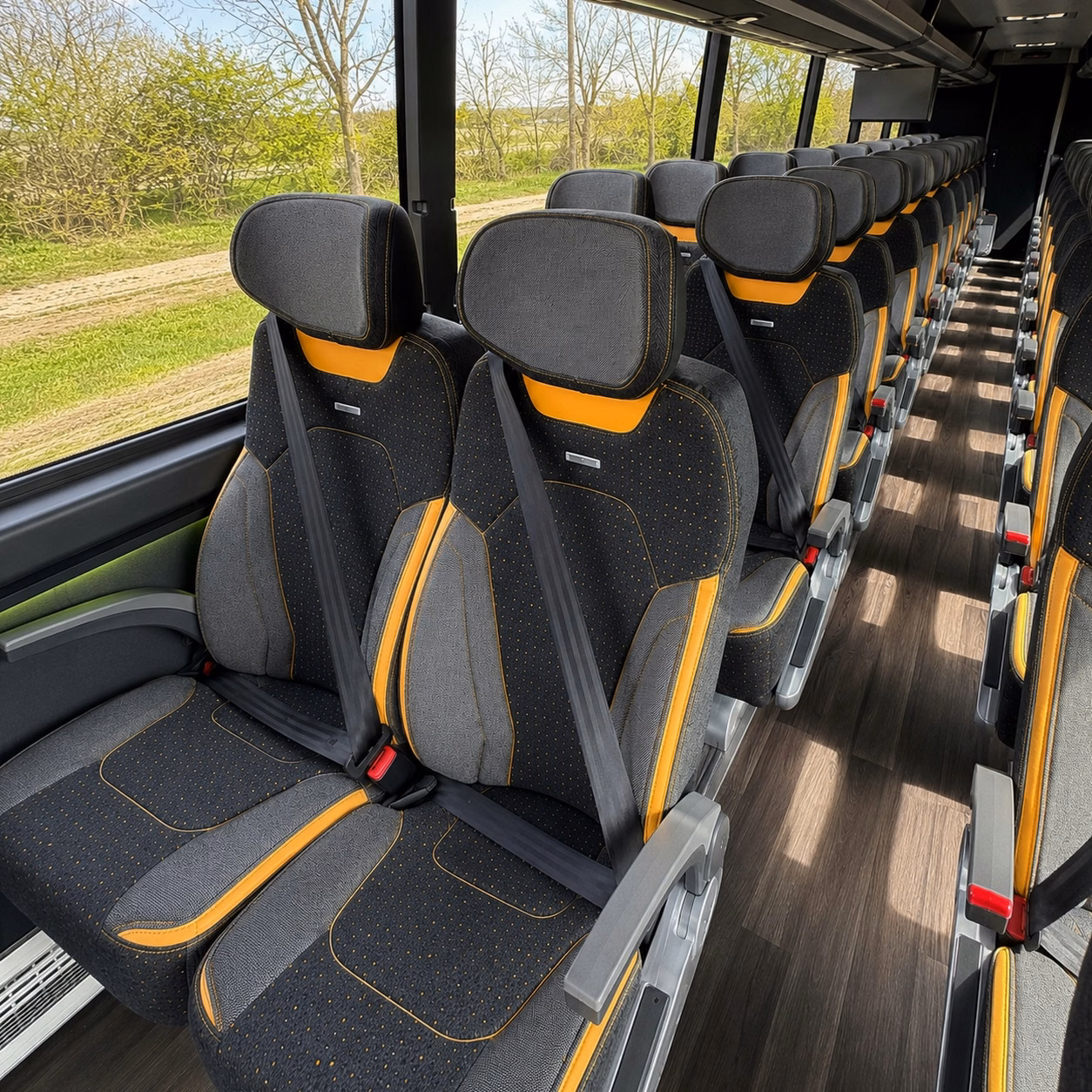 56 passenger charter bus inside